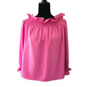 Tuckernuck Pink Ruffle Off-Shoulder Blouse